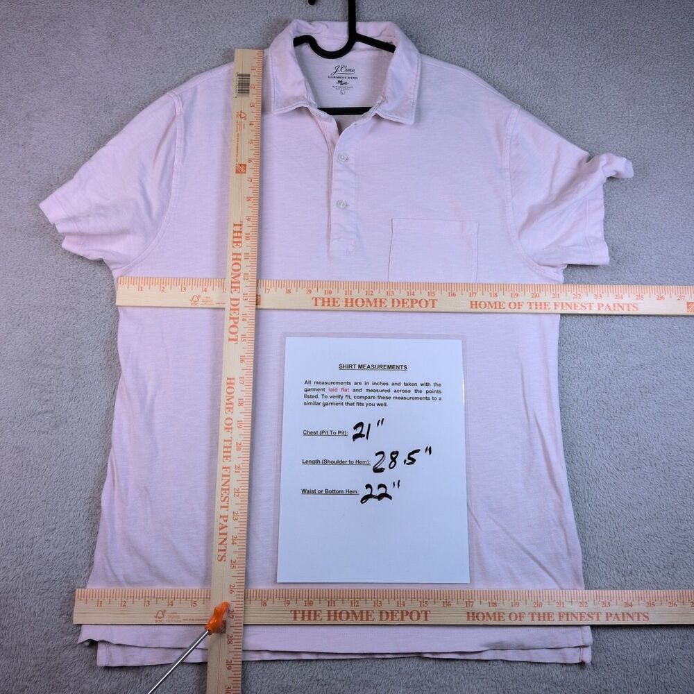 J Crew Womens Large Pink Slub Cotton Garment-Dyed Pocket Polo Shirt Short Sleeve - Picture 6 of 8
